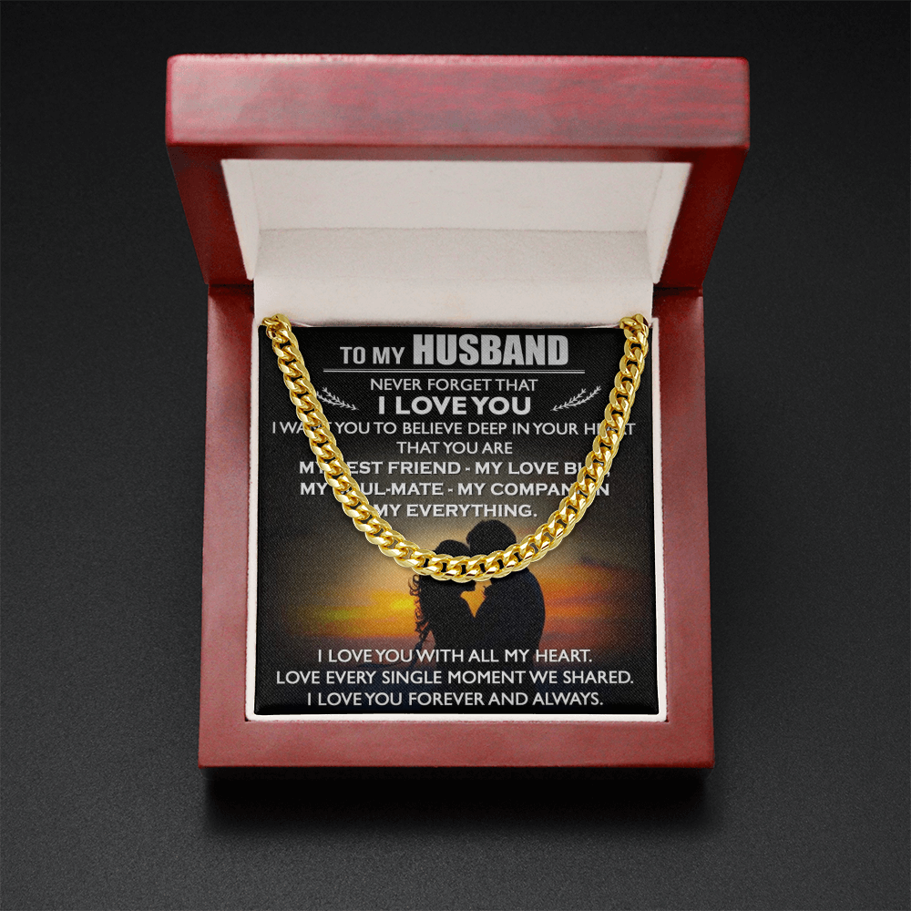 To My Husband Cuban Link Chain Necklace Love Message Anniversary Gift from Wife (134078527321)