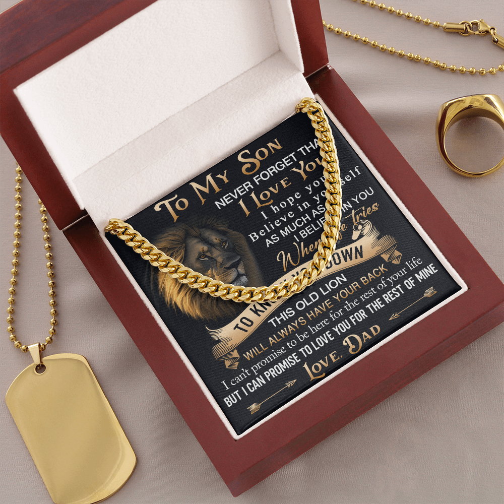 To My Son Cuban Link Chain Jewelry Gift from Dad - Unique Gift for Birthday, Back to School, Graduation or any Special Occasion.