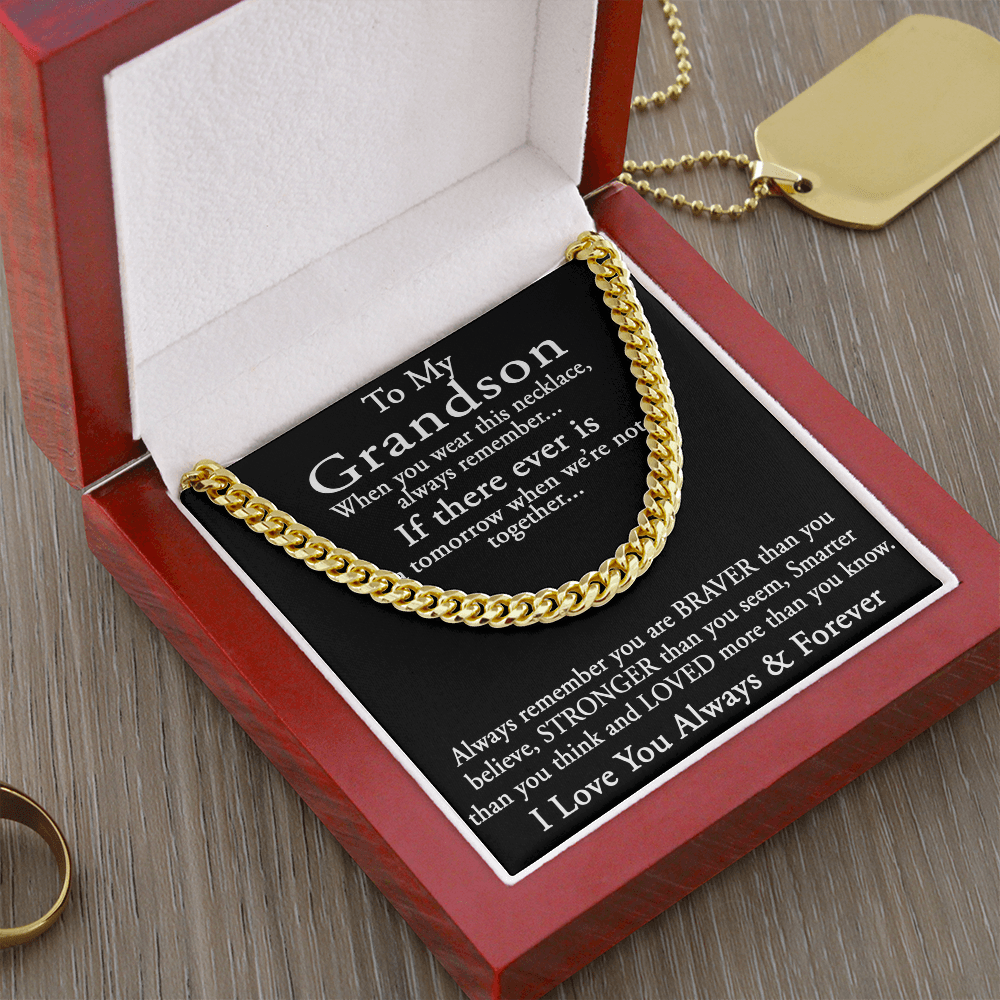 To My Grandson Keepsake Gift Sentimental Present Cuban Link 18" Chain Necklace (133998548169)