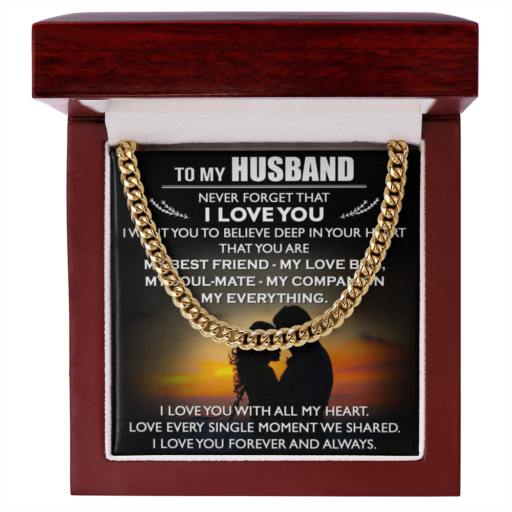 To My Husband Cuban Link Chain Necklace Love Message Anniversary Gift from Wife (134078527321)