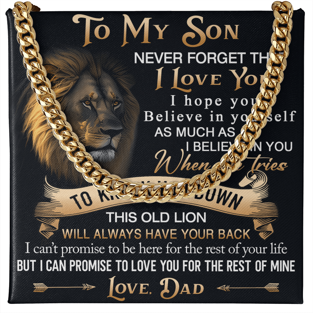 To My Son Cuban Link Chain Jewelry Gift from Dad - Unique Gift for Birthday, Back to School, Graduation or any Special Occasion.