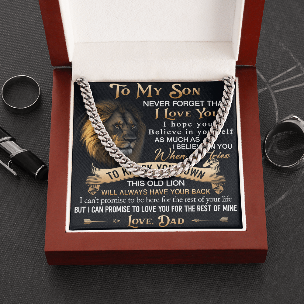 To My Son Cuban Link Chain Jewelry Gift from Dad - Unique Gift for Birthday, Back to School, Graduation or any Special Occasion.
