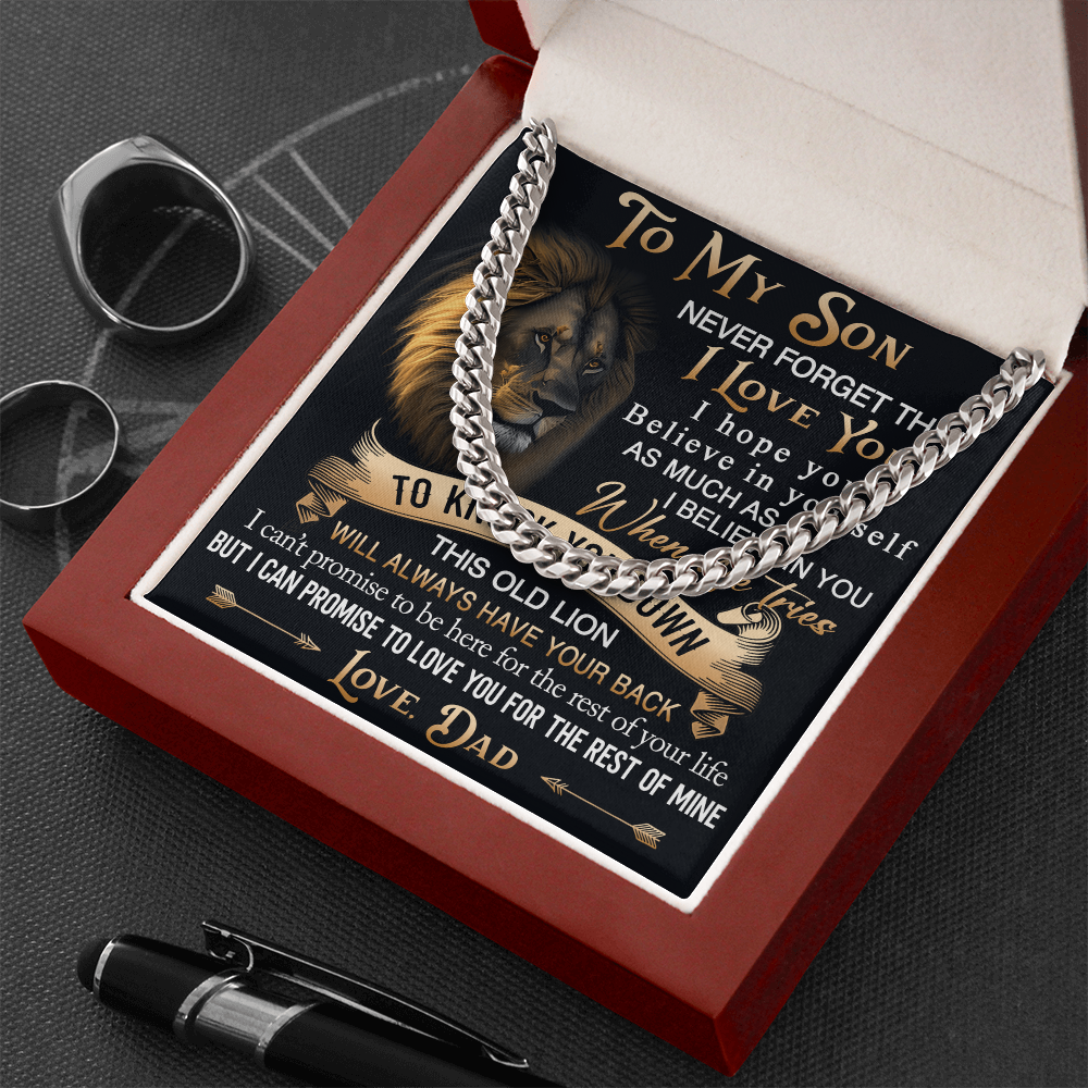 To My Son Cuban Link Chain Jewelry Gift from Dad - Unique Gift for Birthday, Back to School, Graduation or any Special Occasion.