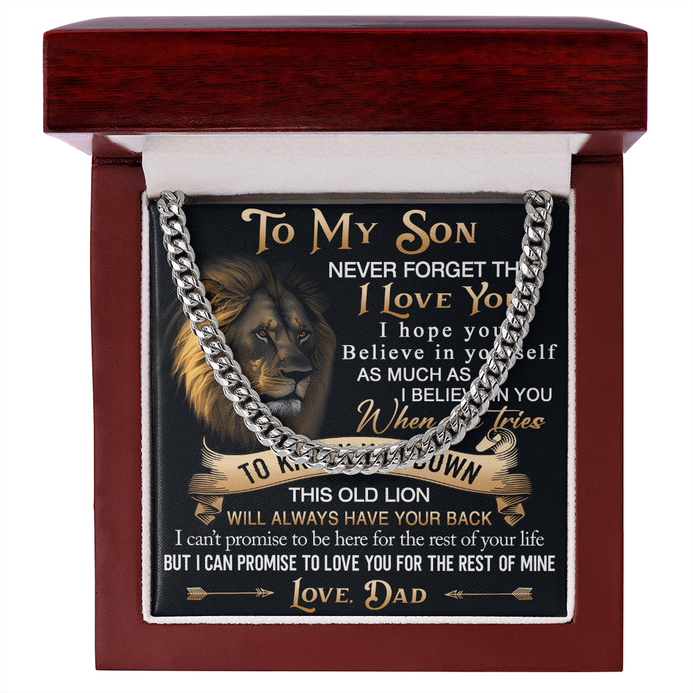 To My Son Cuban Link Chain Jewelry Gift from Dad - Unique Gift for Birthday, Back to School, Graduation or any Special Occasion.