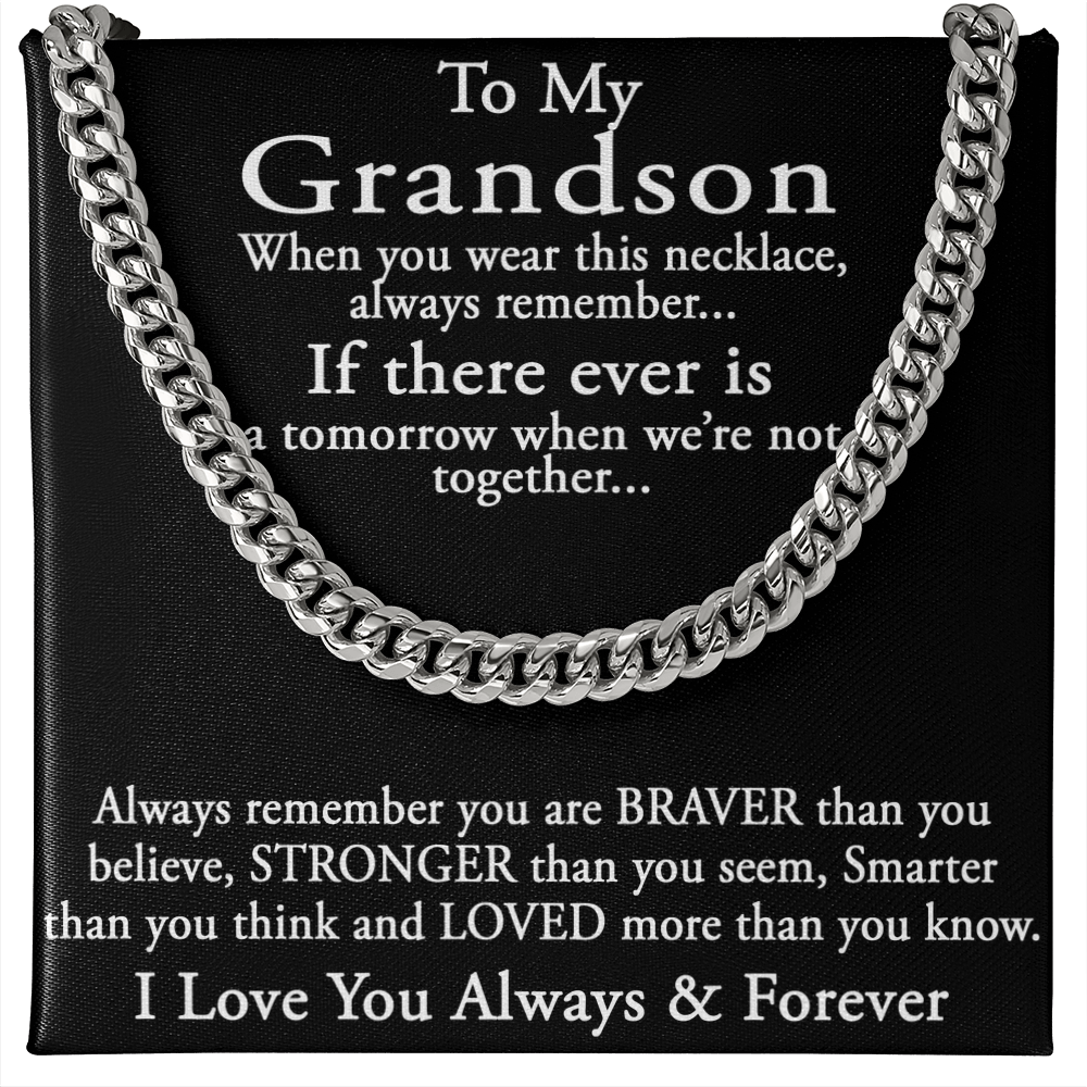 To My Grandson Keepsake Gift Sentimental Present Cuban Link 18" Chain Necklace (133998548169)