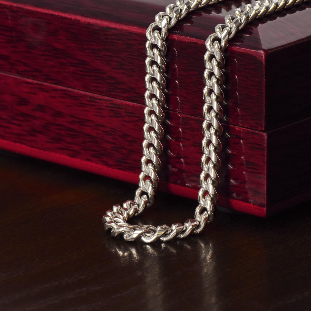 To My Husband Cuban Link Chain Necklace Love Message Anniversary Gift from Wife (134078527321)