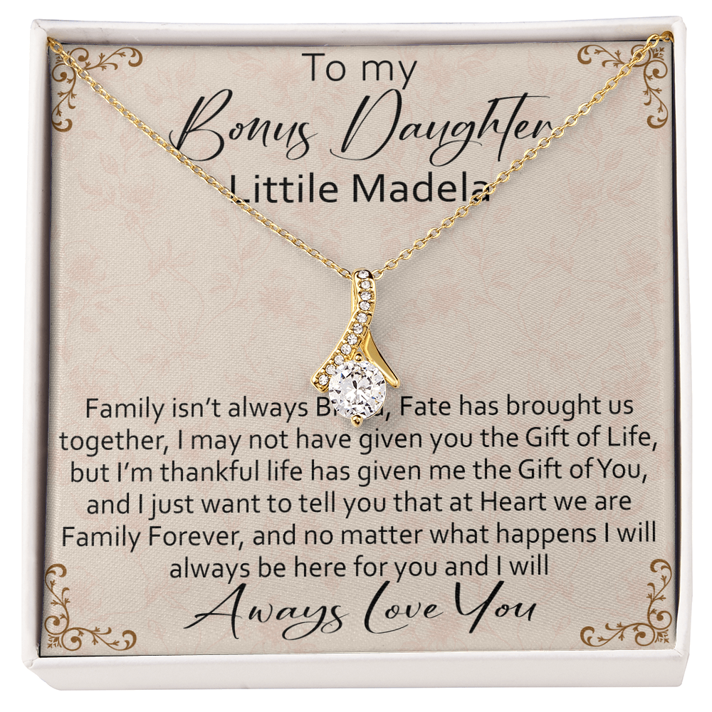To My Bonus Daughter Personalized Alluring Necklace, Custom your Name for Birthday, Back to School, Christmas or any Special Occasion.