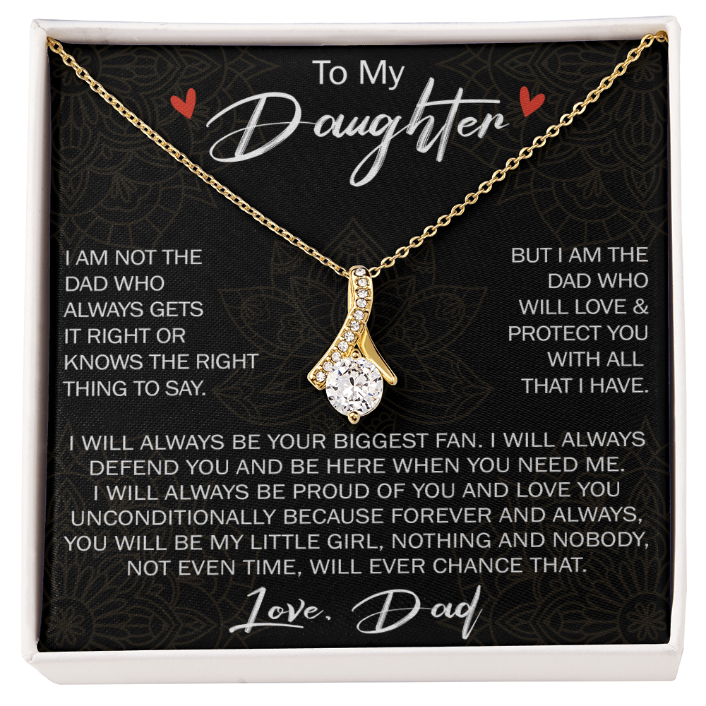 To My Daughter Gift from Dad - Alluring Ribbon Necklace for Your Princess, Little Girl Present - Birthday Gift