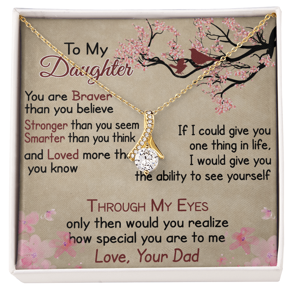 To My Daughter Gift from Dad - Alluring Ribbon Necklace for Your Princess, Little Girl Present