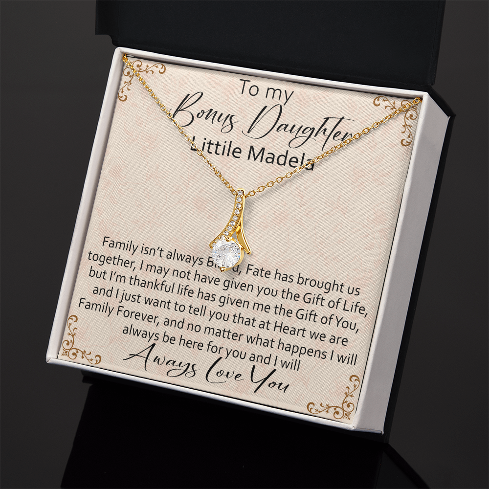 To My Bonus Daughter Personalized Alluring Necklace, Custom your Name for Birthday, Back to School, Christmas or any Special Occasion.