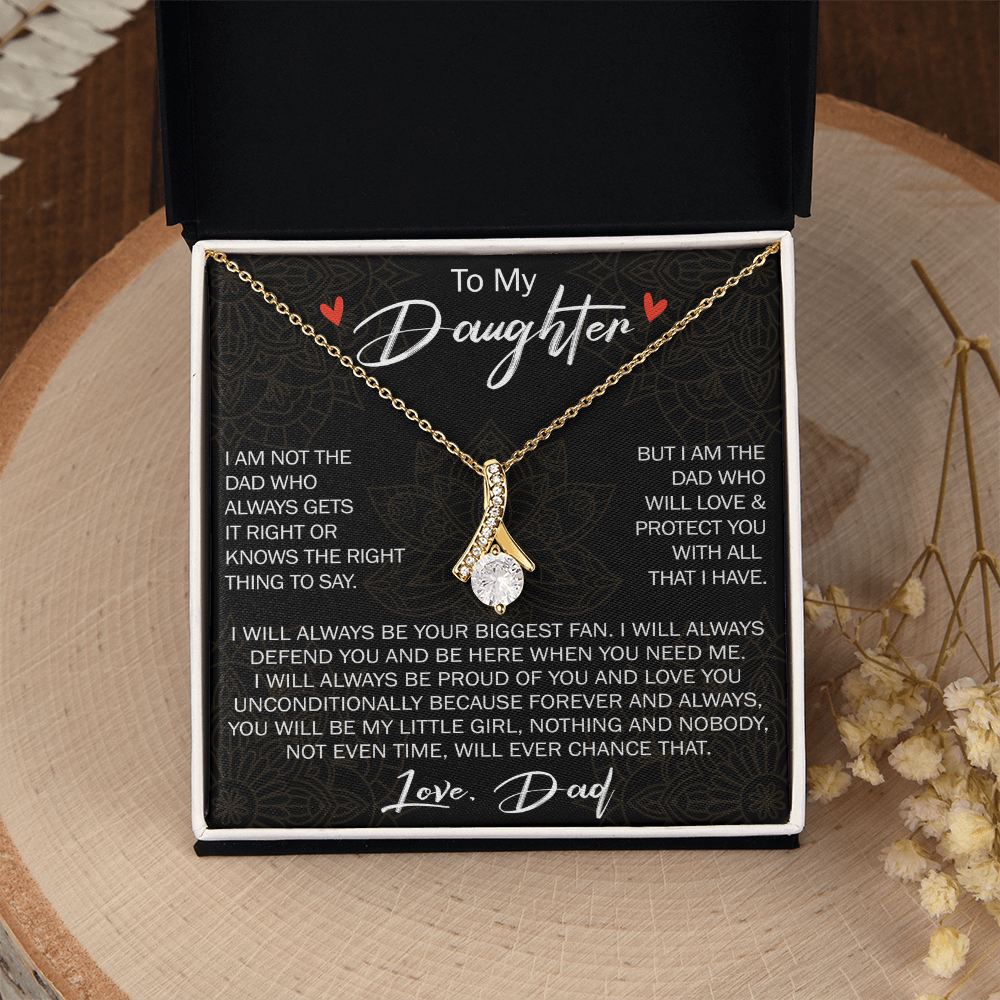 To My Daughter Gift from Dad - Alluring Ribbon Necklace for Your Princess, Little Girl Present - Birthday Gift