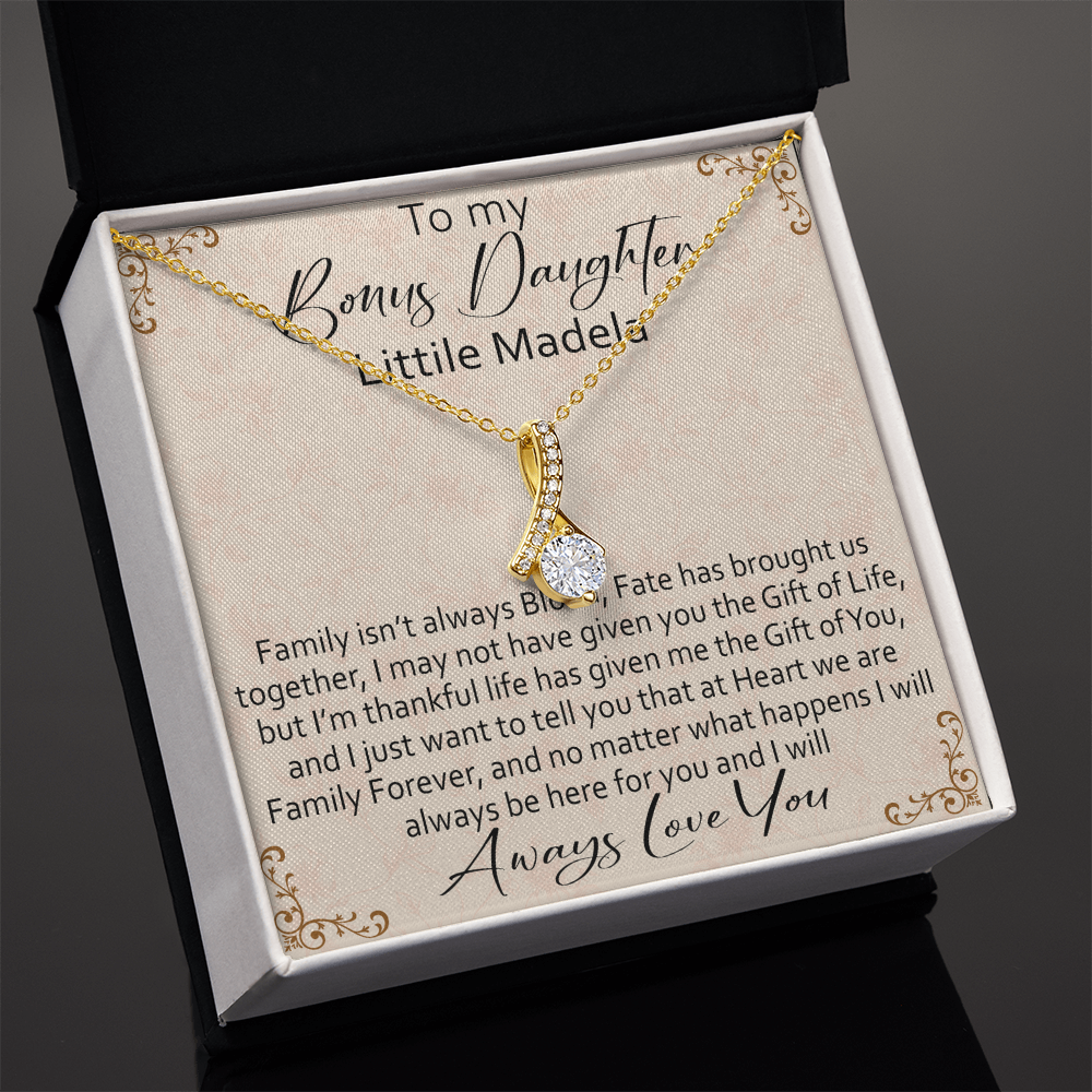 To My Bonus Daughter Personalized Alluring Necklace, Custom your Name for Birthday, Back to School, Christmas or any Special Occasion.