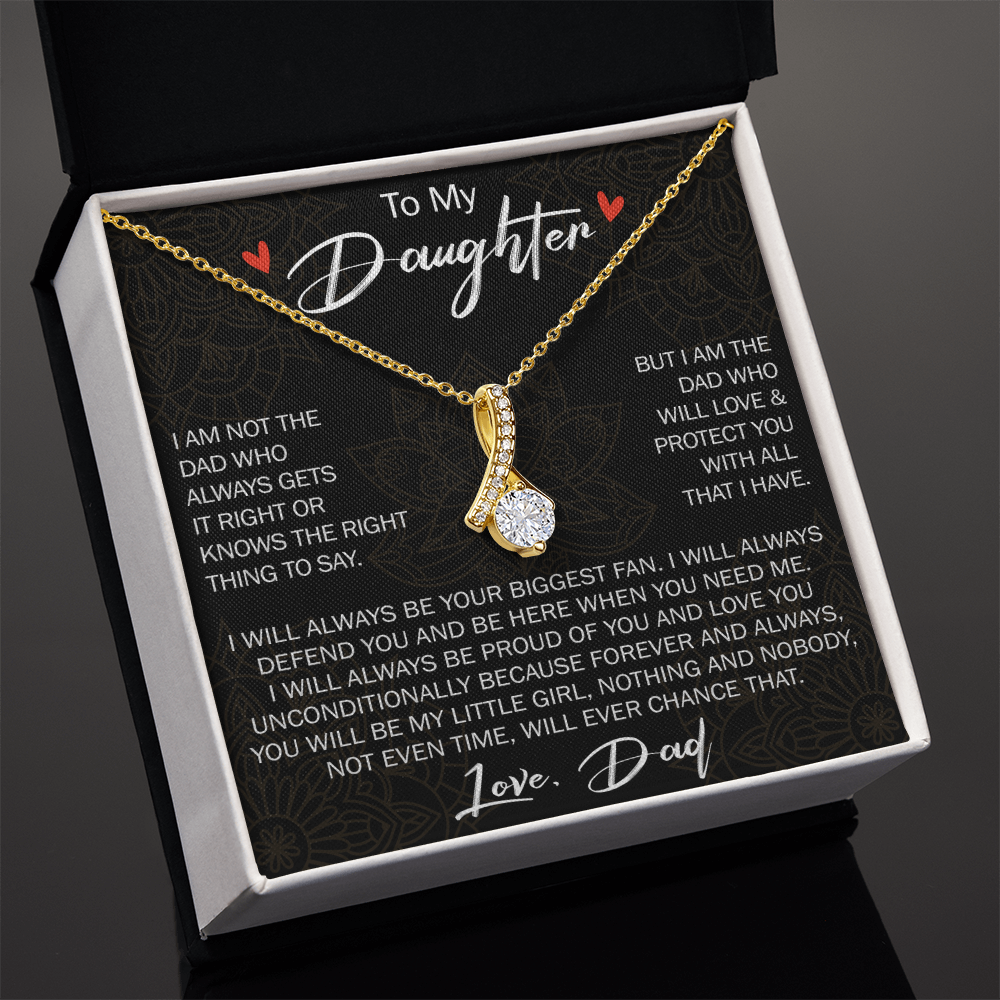 To My Daughter Gift from Dad - Alluring Ribbon Necklace for Your Princess, Little Girl Present - Birthday Gift