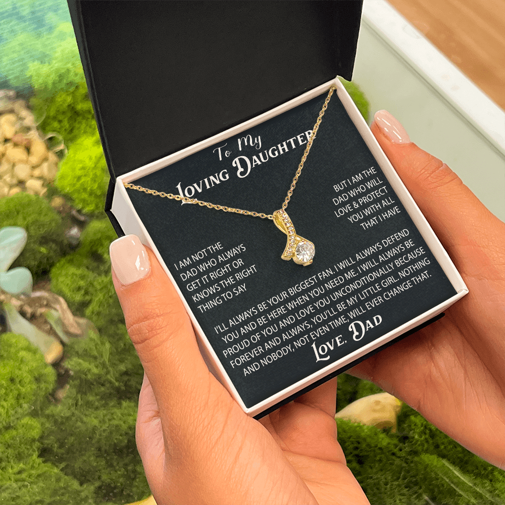 To My Loving Daughter Alluring Necklace Gift from Dad Father Papa Daddy - Unique Present for Birthday Christmas Back to School