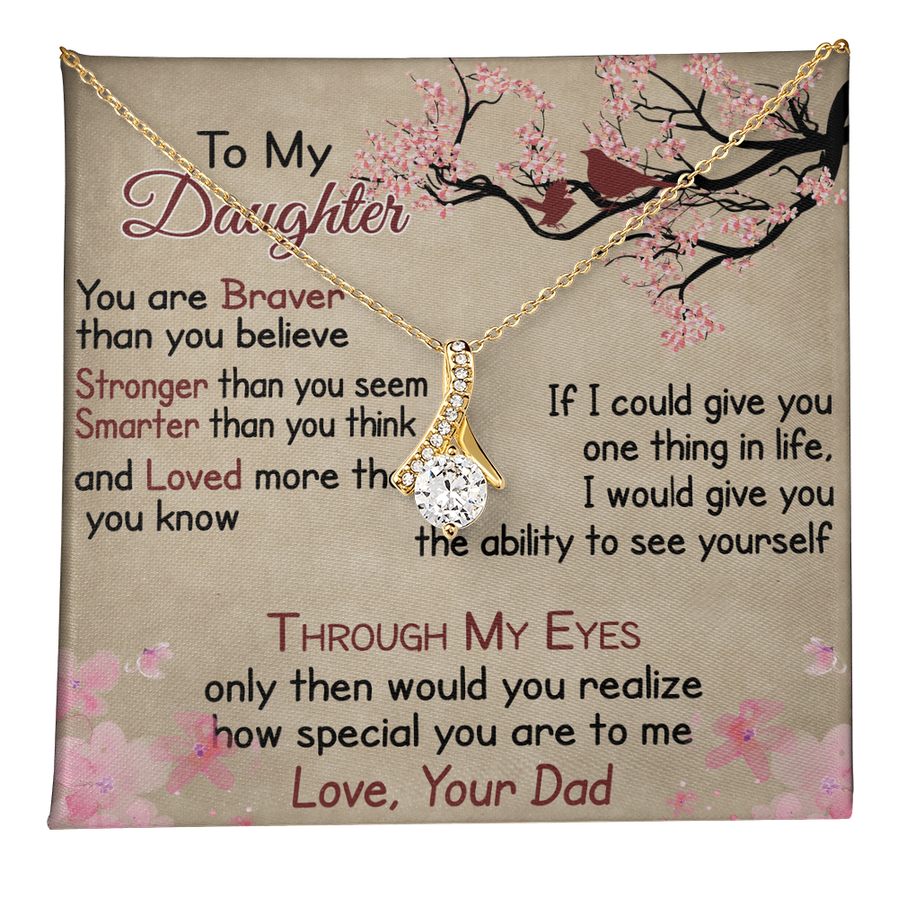 To My Daughter Gift from Dad - Alluring Ribbon Necklace for Your Princess, Little Girl Present