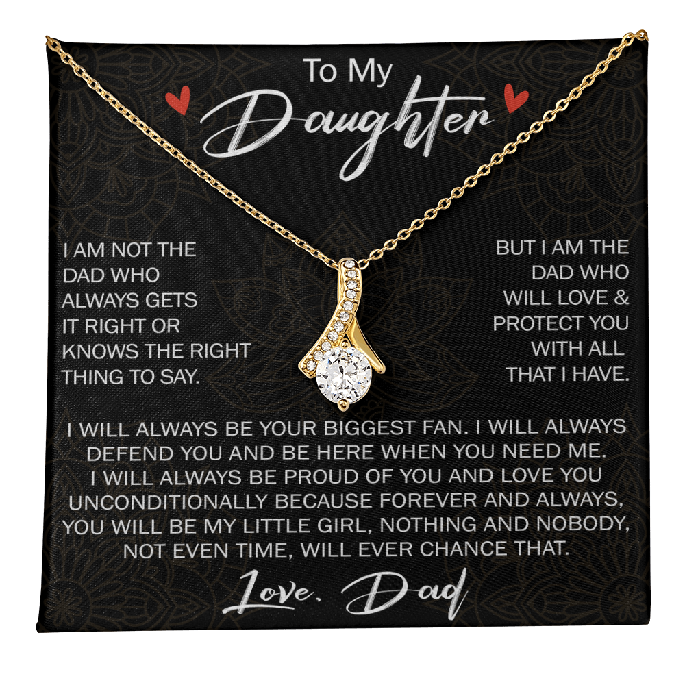 To My Daughter Gift from Dad - Alluring Ribbon Necklace for Your Princess, Little Girl Present - Birthday Gift