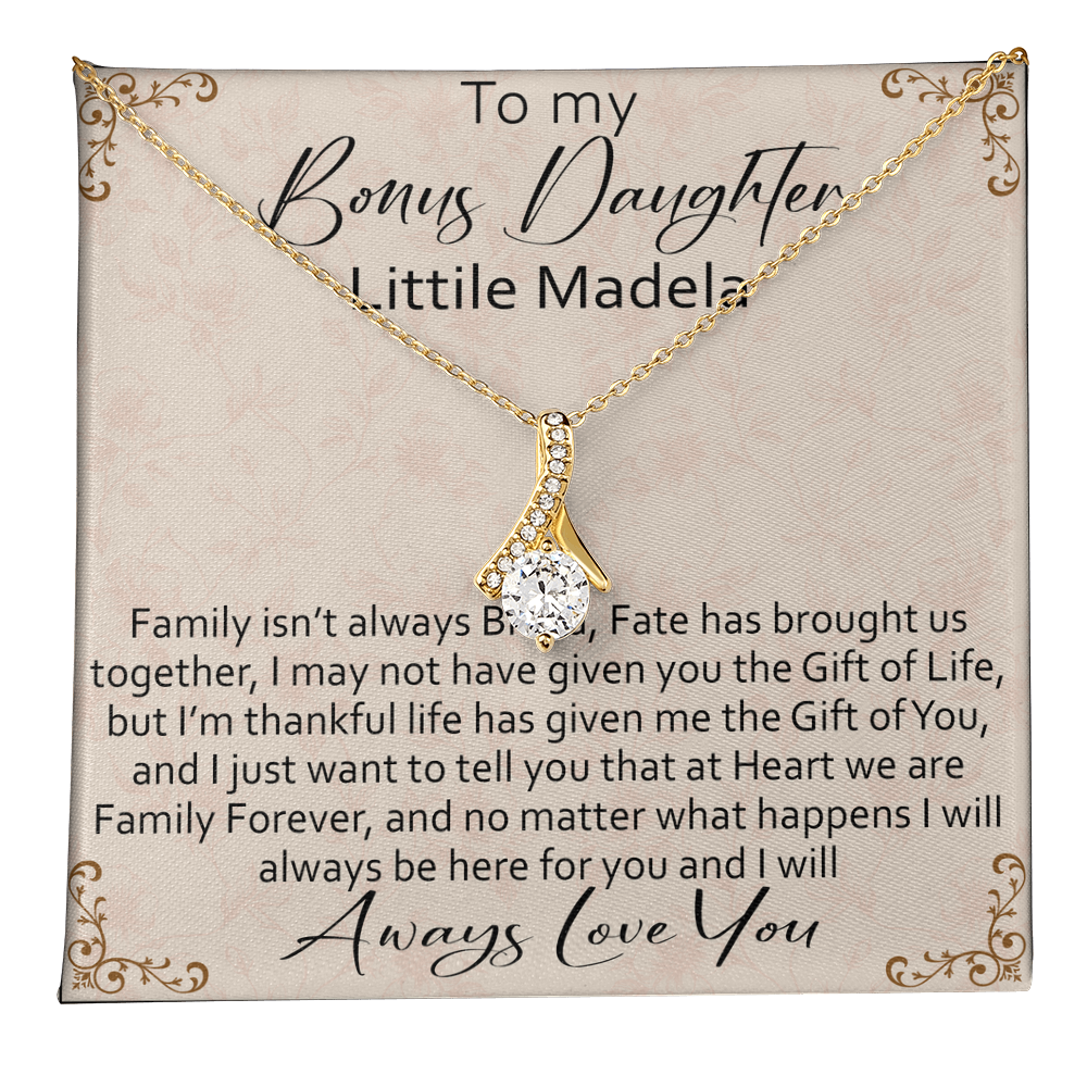 To My Bonus Daughter Personalized Alluring Necklace, Custom your Name for Birthday, Back to School, Christmas or any Special Occasion.