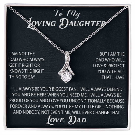 To My Loving Daughter Alluring Necklace Gift from Dad Father Papa Daddy - Unique Present for Birthday Christmas Back to School