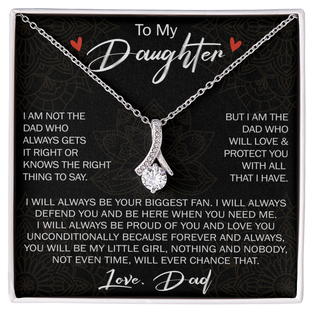 To My Daughter Gift from Dad - Alluring Ribbon Necklace for Your Princess, Little Girl Present - Birthday Gift