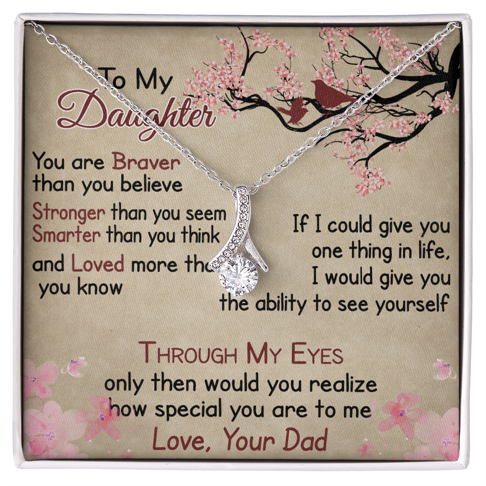 To My Daughter Gift from Dad - Alluring Ribbon Necklace for Your Princess, Little Girl Present