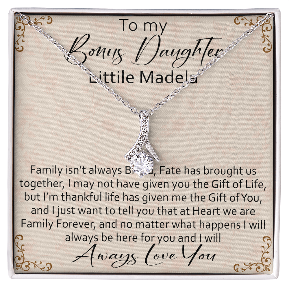 To My Bonus Daughter Personalized Alluring Necklace, Custom your Name for Birthday, Back to School, Christmas or any Special Occasion.