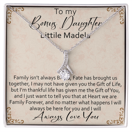 To My Bonus Daughter Personalized Alluring Necklace, Custom your Name for Birthday, Back to School, Christmas or any Special Occasion.