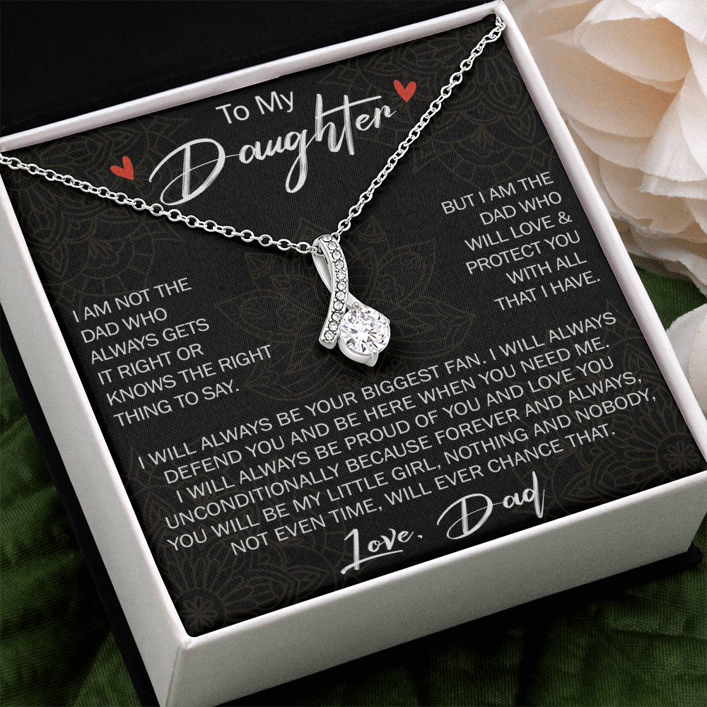 To My Daughter Gift from Dad - Alluring Ribbon Necklace for Your Princess, Little Girl Present - Birthday Gift