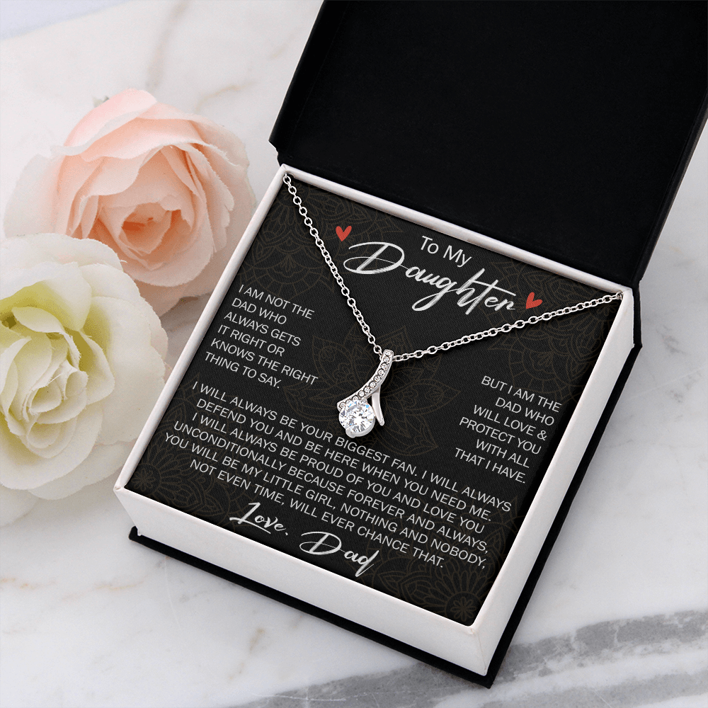 To My Daughter Gift from Dad - Alluring Ribbon Necklace for Your Princess, Little Girl Present - Birthday Gift