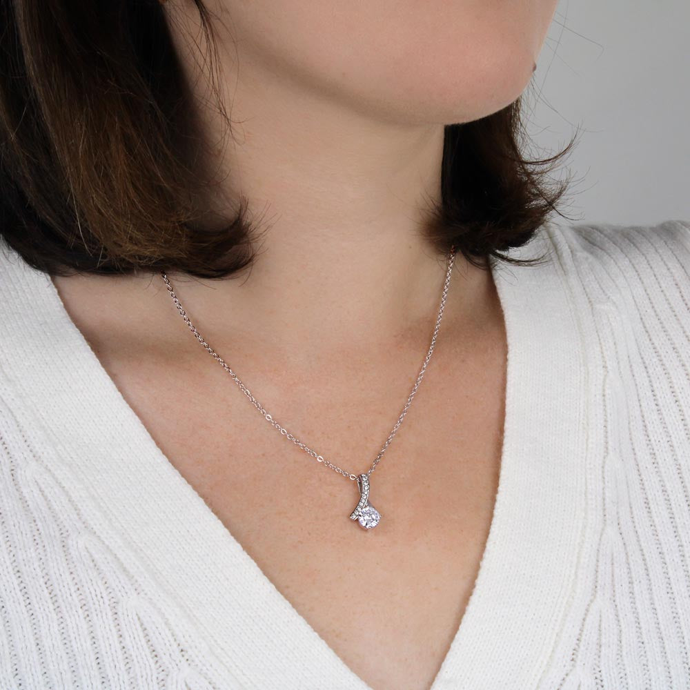 Love Gift for Bonus Daughter - Alluring Beauty Necklace from Step Mom Step Dad for Birthday Christmas or any Special Occasion.