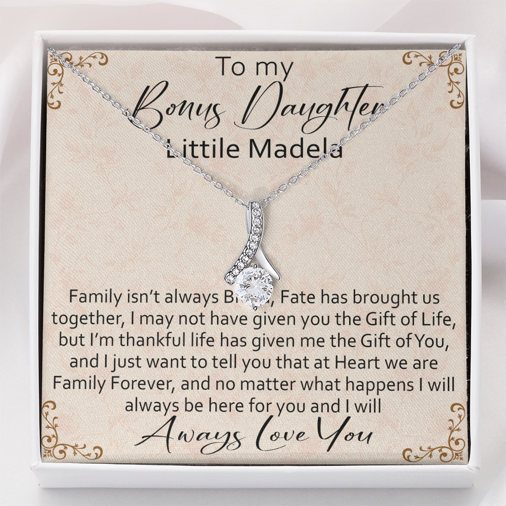 To My Bonus Daughter Personalized Alluring Necklace, Custom your Name for Birthday, Back to School, Christmas or any Special Occasion.
