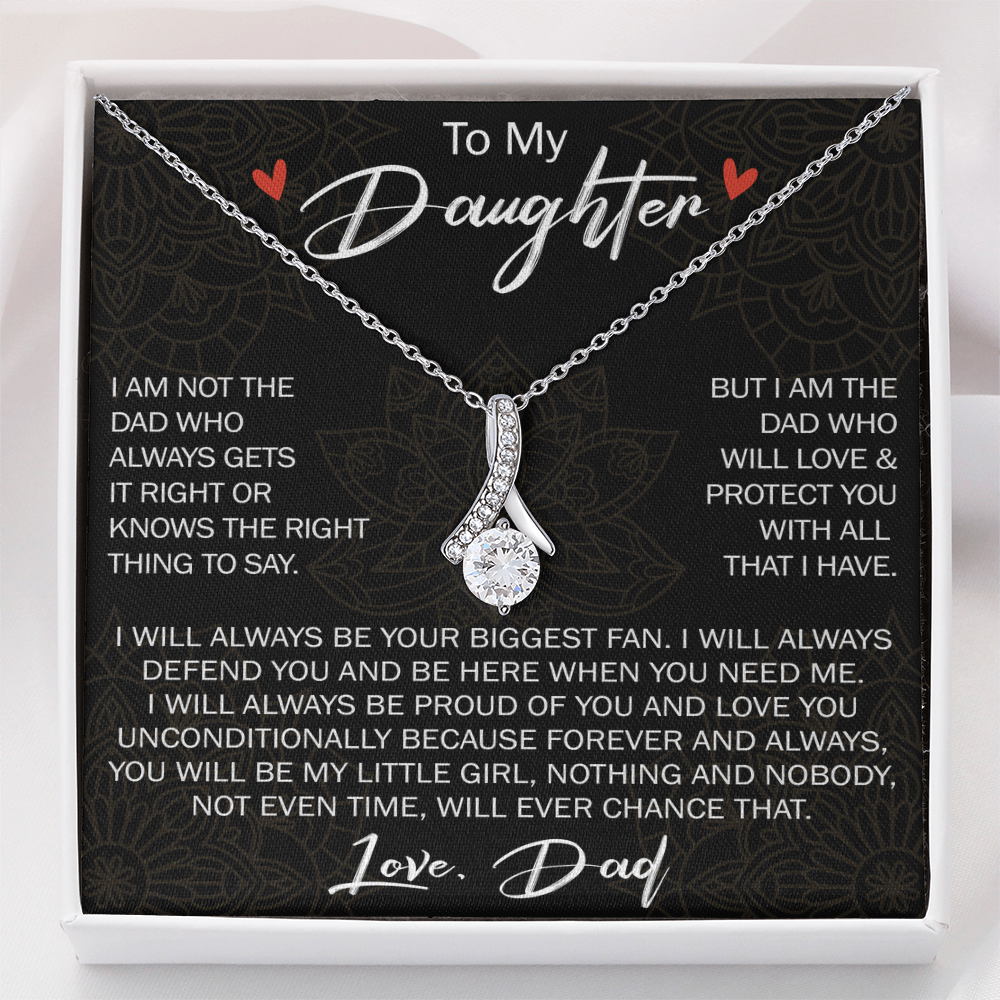 To My Daughter Gift from Dad - Alluring Ribbon Necklace for Your Princess, Little Girl Present - Birthday Gift
