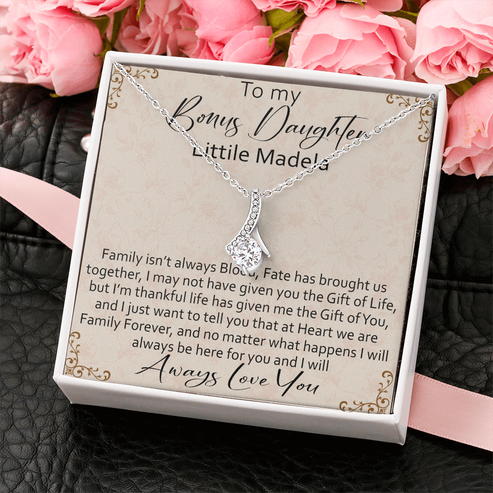 To My Bonus Daughter Personalized Alluring Necklace, Custom your Name for Birthday, Back to School, Christmas or any Special Occasion.