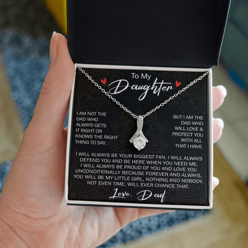 To My Daughter Gift from Dad - Alluring Ribbon Necklace for Your Princess, Little Girl Present - Birthday Gift