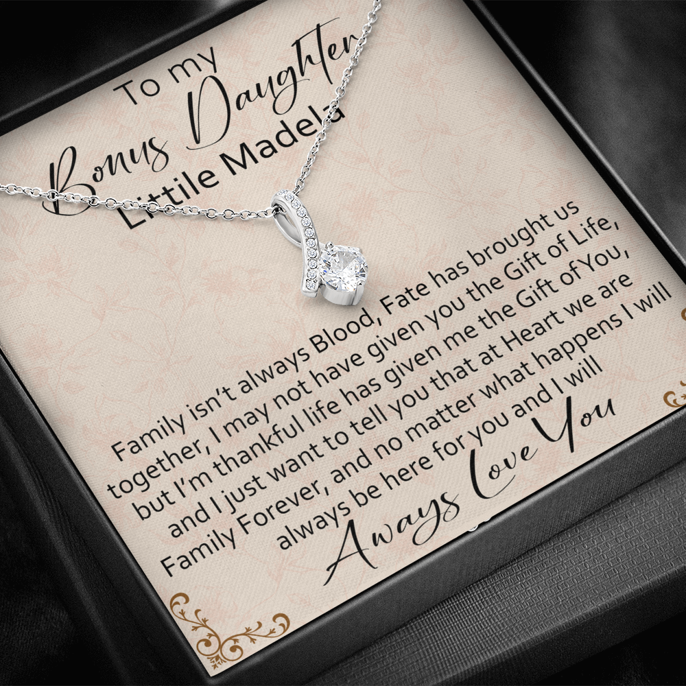 To My Bonus Daughter Personalized Alluring Necklace, Custom your Name for Birthday, Back to School, Christmas or any Special Occasion.