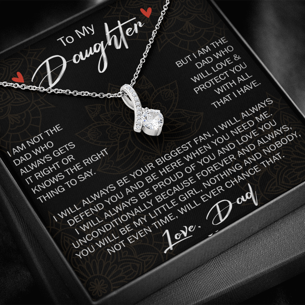 To My Daughter Gift from Dad - Alluring Ribbon Necklace for Your Princess, Little Girl Present - Birthday Gift