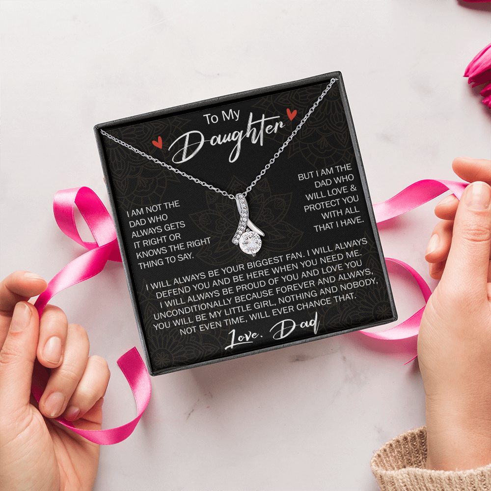To My Daughter Gift from Dad - Alluring Ribbon Necklace for Your Princess, Little Girl Present - Birthday Gift