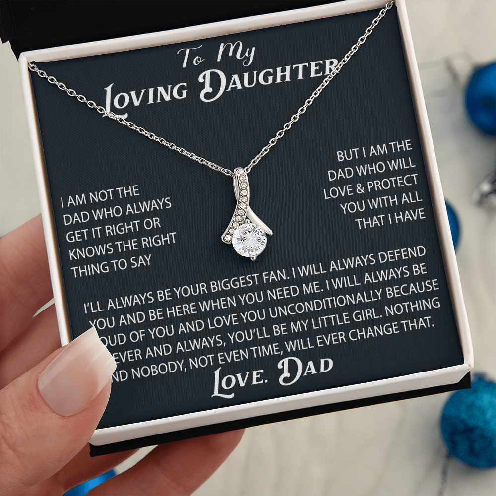 To My Loving Daughter Alluring Necklace Gift from Dad Father Papa Daddy - Unique Present for Birthday Christmas Back to School