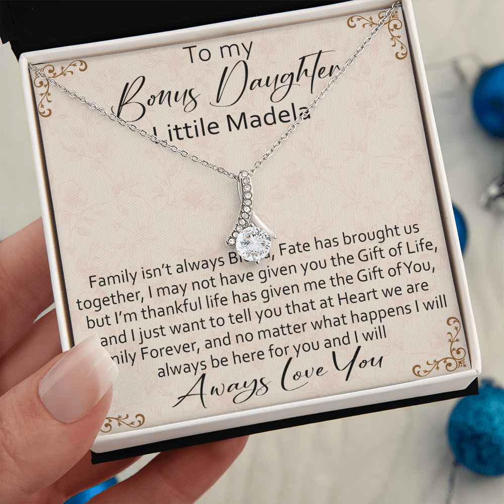To My Bonus Daughter Personalized Alluring Necklace, Custom your Name for Birthday, Back to School, Christmas or any Special Occasion.
