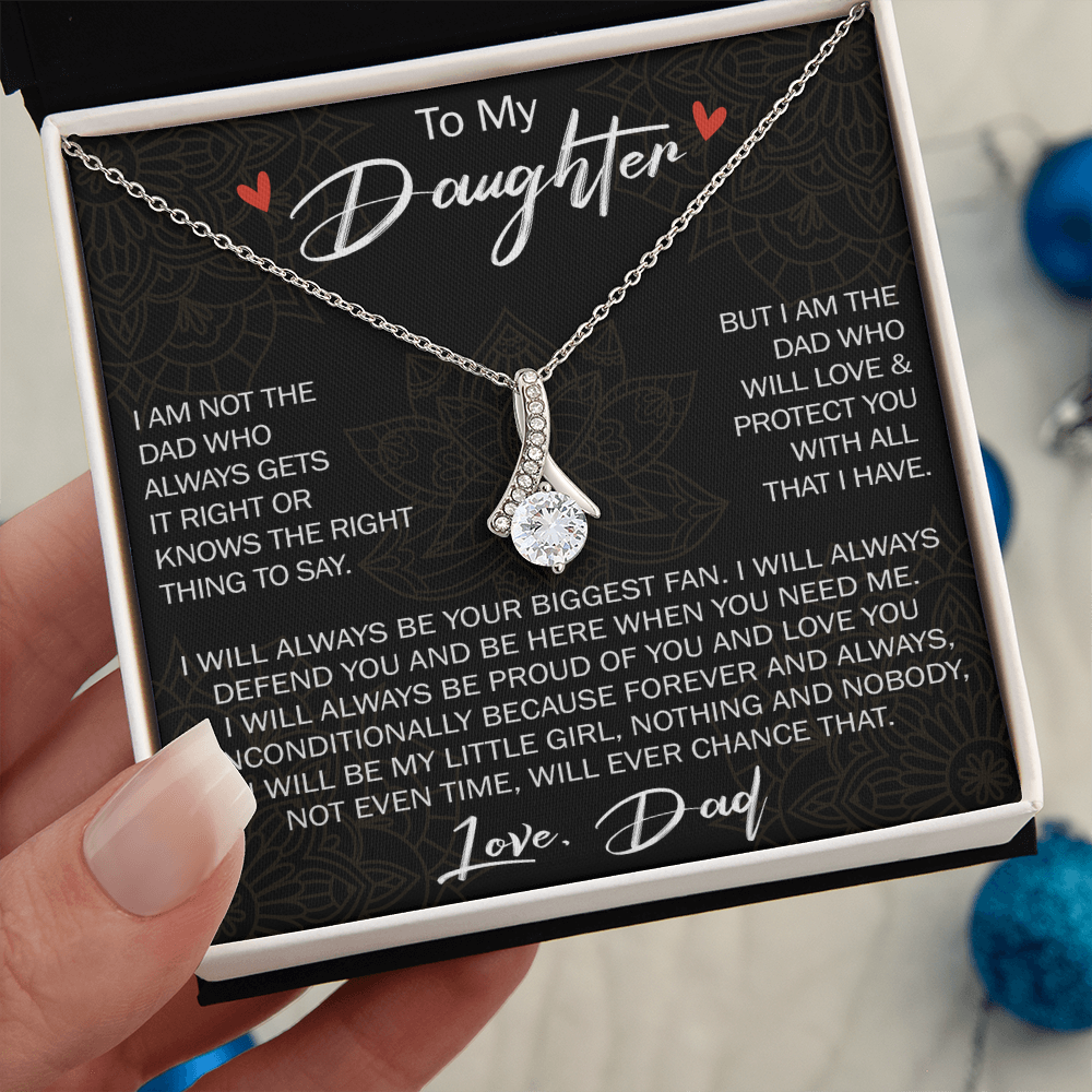 To My Daughter Gift from Dad - Alluring Ribbon Necklace for Your Princess, Little Girl Present - Birthday Gift