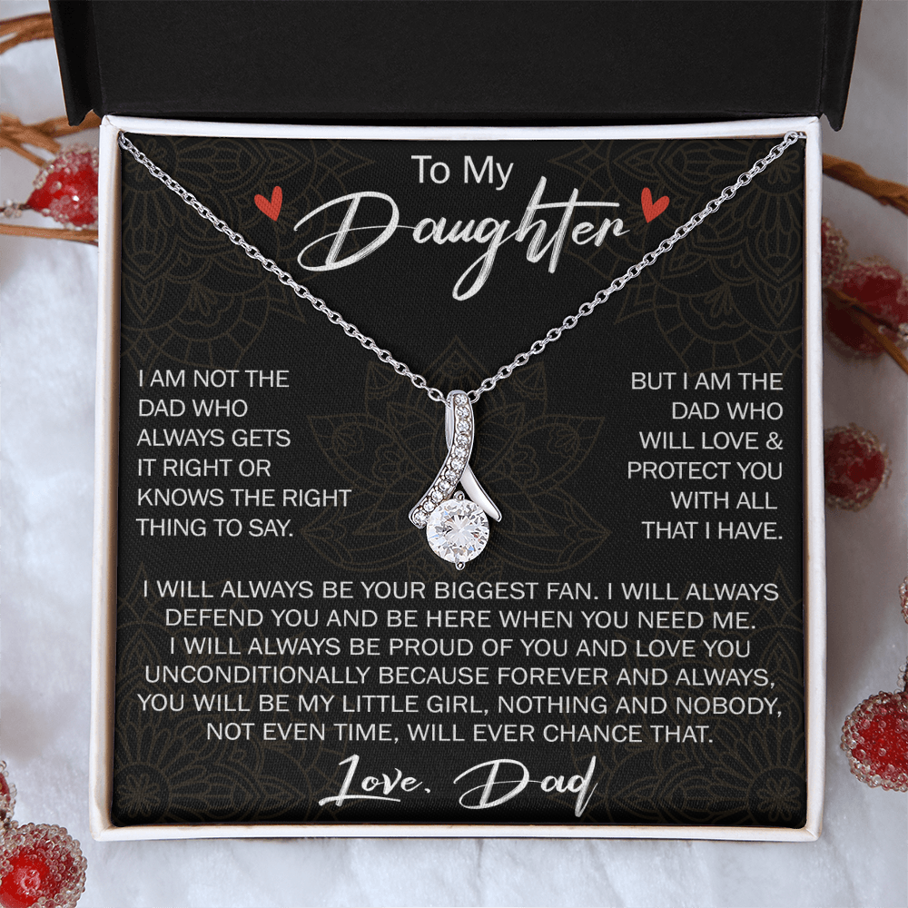 To My Daughter Gift from Dad - Alluring Ribbon Necklace for Your Princess, Little Girl Present - Birthday Gift