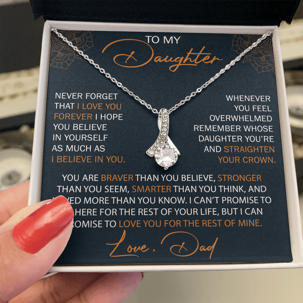 Dad To Daughter Alluring Necklace Heartfelt Birthday Gift For Adult Daughter Graduation Jewelry Wedding Keepsake Present