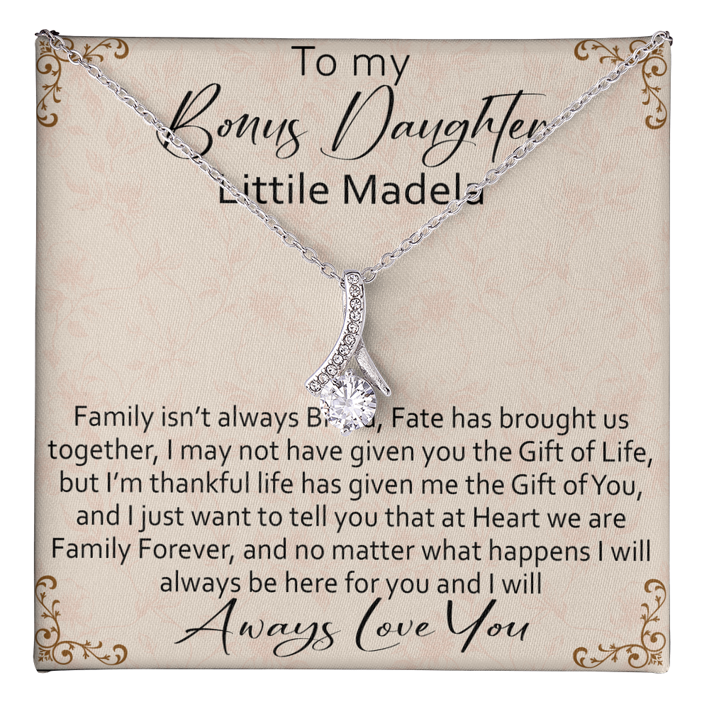 To My Bonus Daughter Personalized Alluring Necklace, Custom your Name for Birthday, Back to School, Christmas or any Special Occasion.