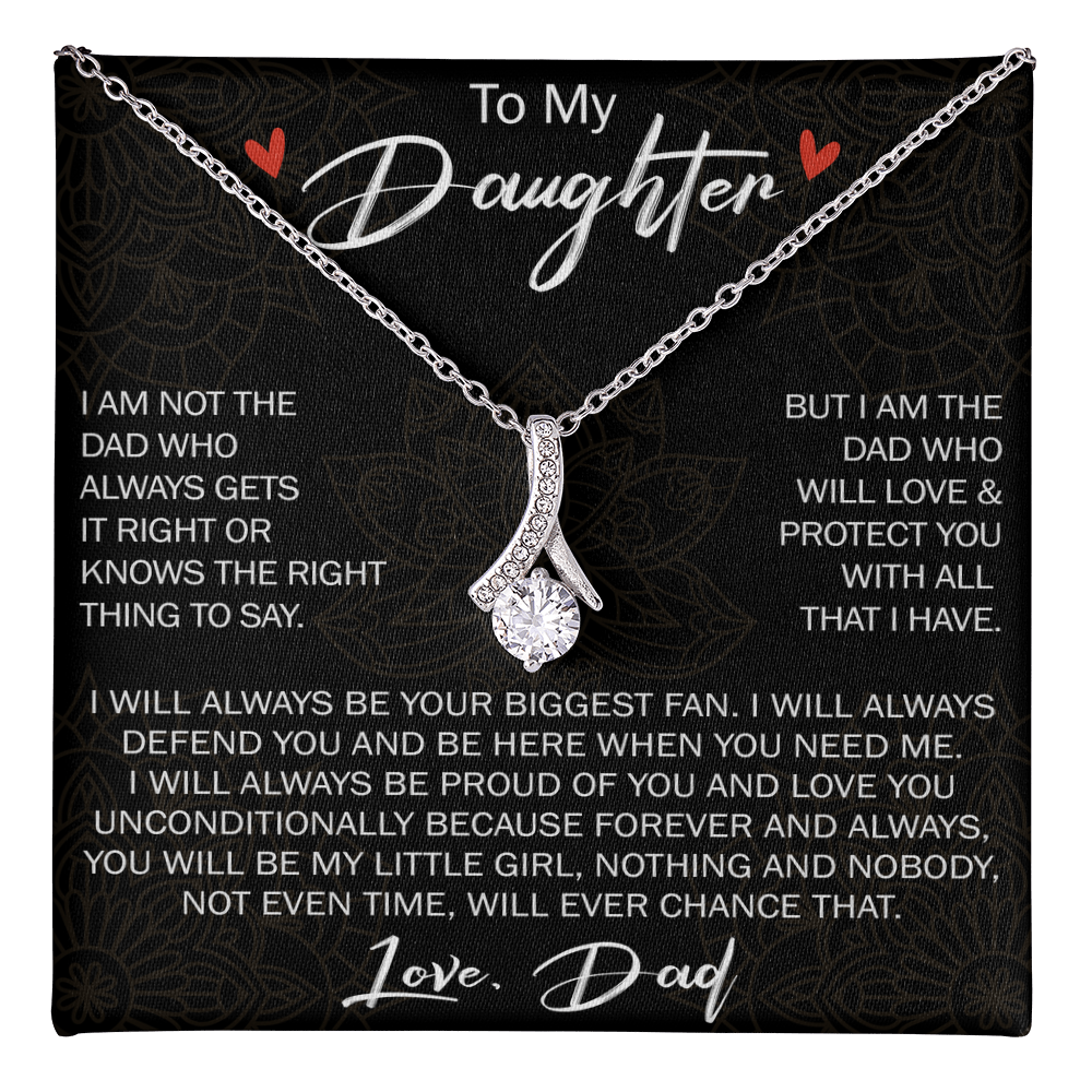 To My Daughter Gift from Dad - Alluring Ribbon Necklace for Your Princess, Little Girl Present - Birthday Gift