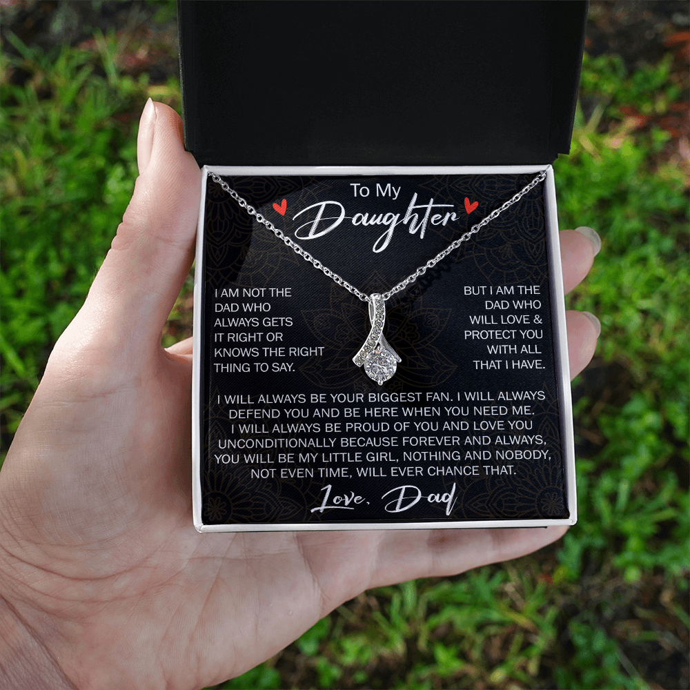 To My Daughter Gift from Dad - Alluring Ribbon Necklace for Your Princess, Little Girl Present - Birthday Gift