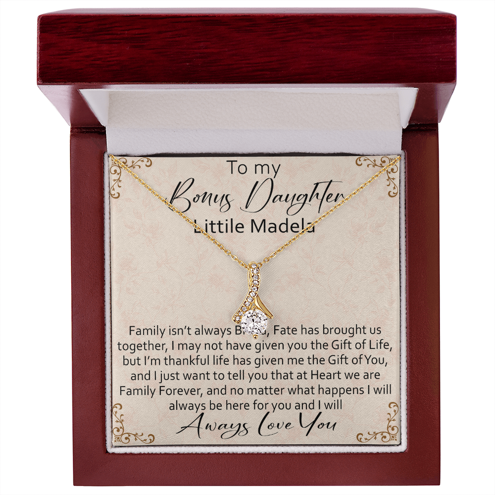 To My Bonus Daughter Personalized Alluring Necklace, Custom your Name for Birthday, Back to School, Christmas or any Special Occasion.