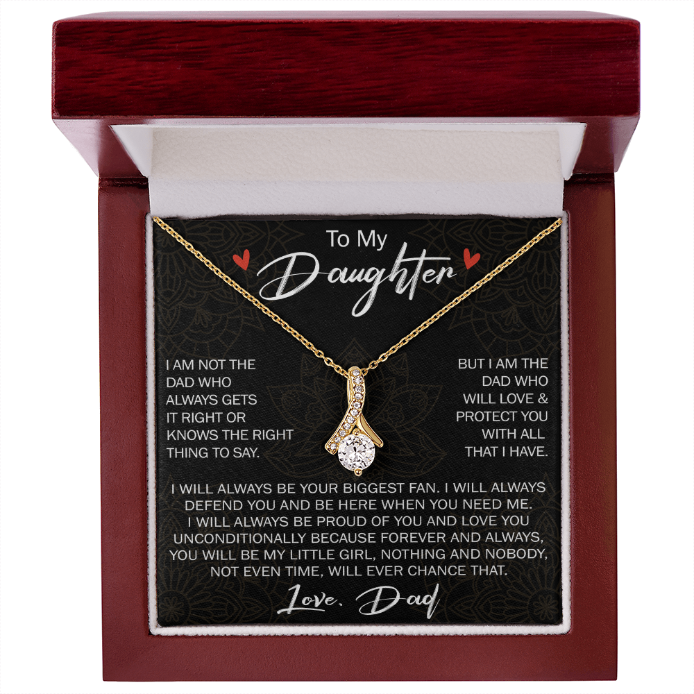 To My Daughter Gift from Dad - Alluring Ribbon Necklace for Your Princess, Little Girl Present - Birthday Gift