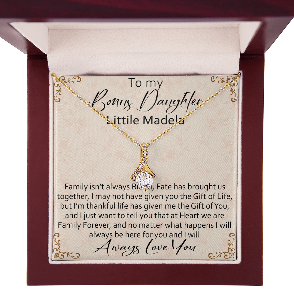 To My Bonus Daughter Personalized Alluring Necklace, Custom your Name for Birthday, Back to School, Christmas or any Special Occasion.