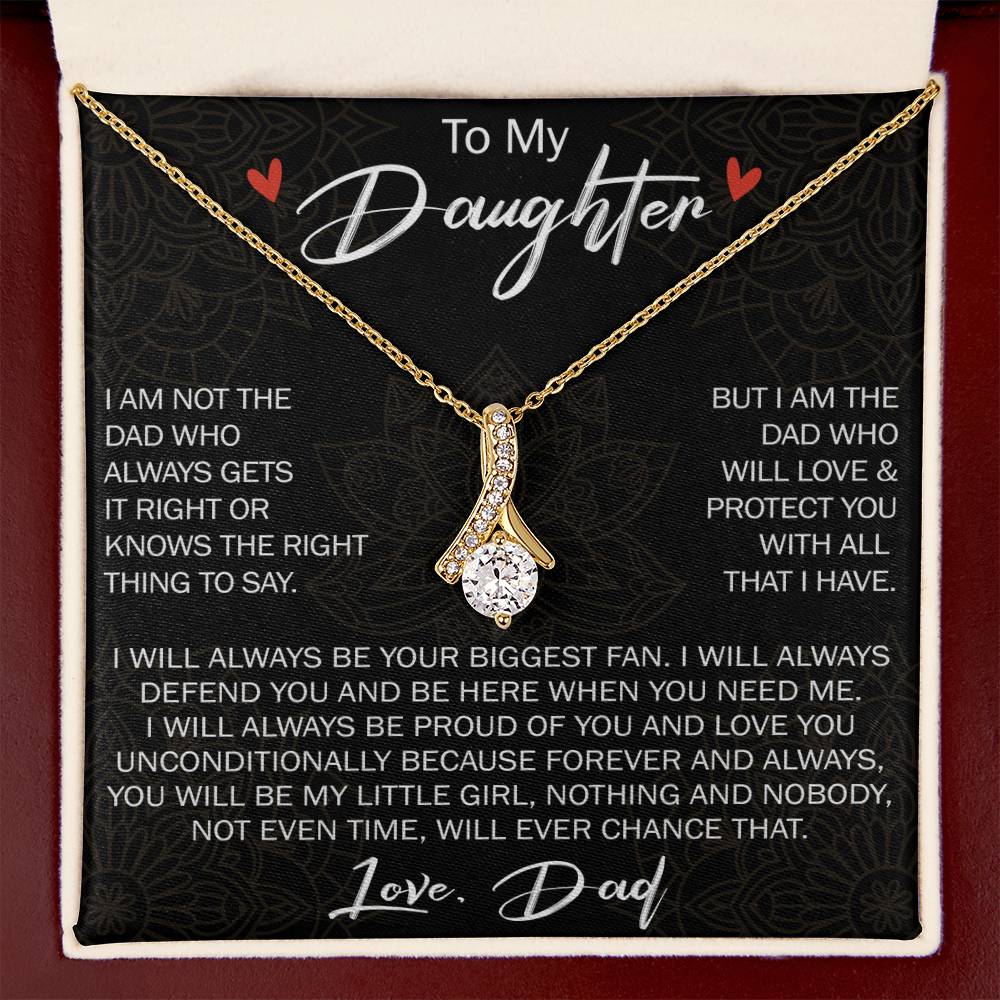 To My Daughter Gift from Dad - Alluring Ribbon Necklace for Your Princess, Little Girl Present - Birthday Gift
