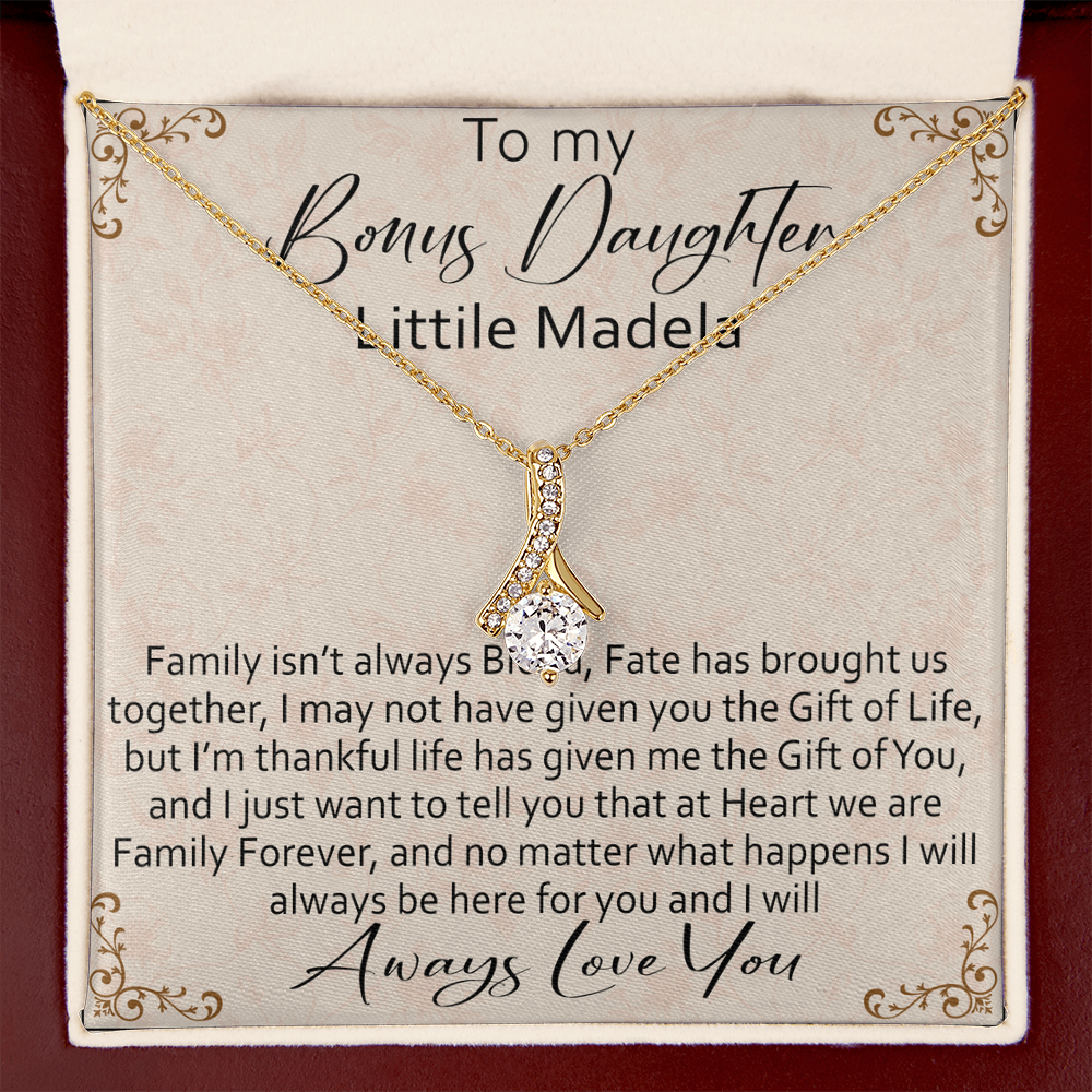 To My Bonus Daughter Personalized Alluring Necklace, Custom your Name for Birthday, Back to School, Christmas or any Special Occasion.