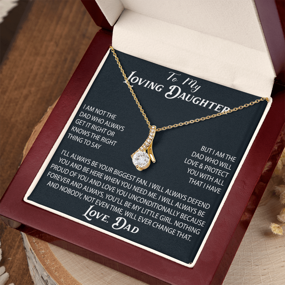 To My Loving Daughter Alluring Necklace Gift from Dad Father Papa Daddy - Unique Present for Birthday Christmas Back to School